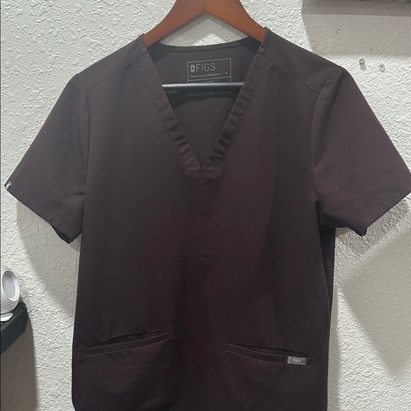 Figs SCRUB top technical collection women’s brown V-Neck Scrub Top size M GUC - Picture 3 of 7
